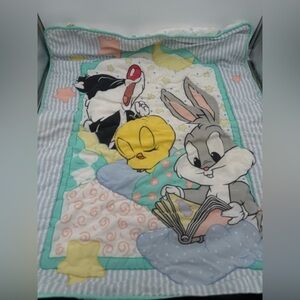 Vintage Baby Looney Tunes Sylvester Bugs Tweety Bird 1999 Plush Blanket 40x30